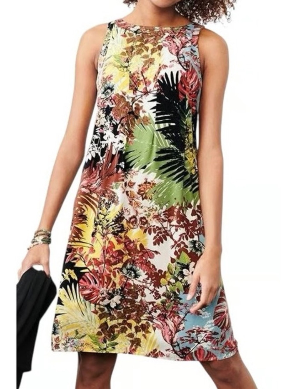 J. Jill Floral Print Dress in Yellow, Brown, Pink